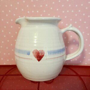 Handmade in Oregon White Pitcher with Hearts